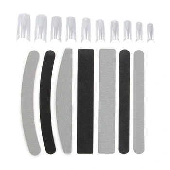 

7X Lime Straight Curve 100/180 for the Reconstruction of Nail Art with 500 Fake French Transparent Nails