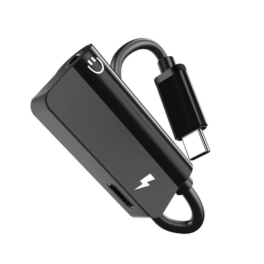 Usb type C до 3,5 мм адаптер для наушников зарядное устройство USB-C аудио кабель Aux 3,5 разъем адаптер для наушников для Xiaomi Mi6 Mi8 MIX2 IY308 - Цвет: Черный
