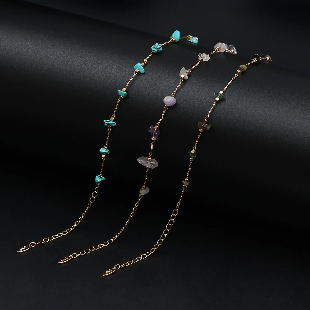 MEIBEADS 1 шт. модный ножной браслет из натурального камня золотого цвета с