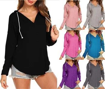 

Daily OWLPRINCESS 2019 WOMEN'S Dress New Style V-neck Long Sleeve Hooded T-shirt