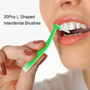 

20Pcs Interd ental Brushes L Shaped D ental Floss Interd ental Cleaner Orthodontic Teeth Brush Toothpick Oral Care Tool
