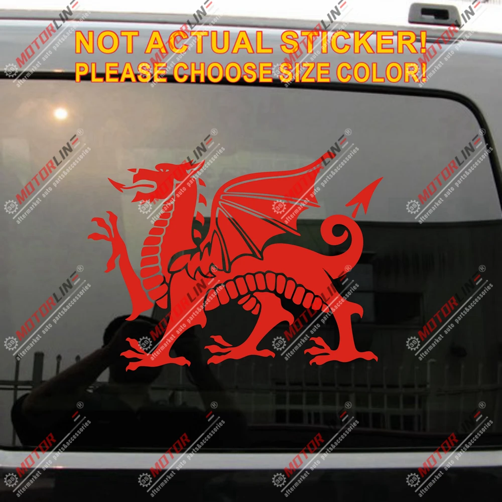 Wales Dragon Decal Sticker Car Trunk Vinyl Welsh Y Ddraig Goch Die cut
