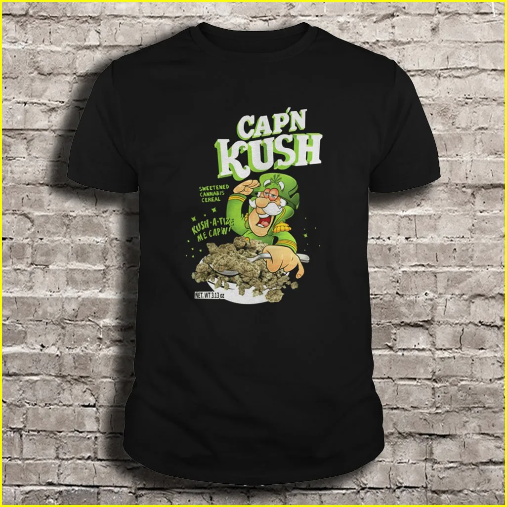 Cap'N Kush Sweetenedharajuku Streetwear Shirt Mencereal Kush-A-Tize Me Cap’N T-Shirts |