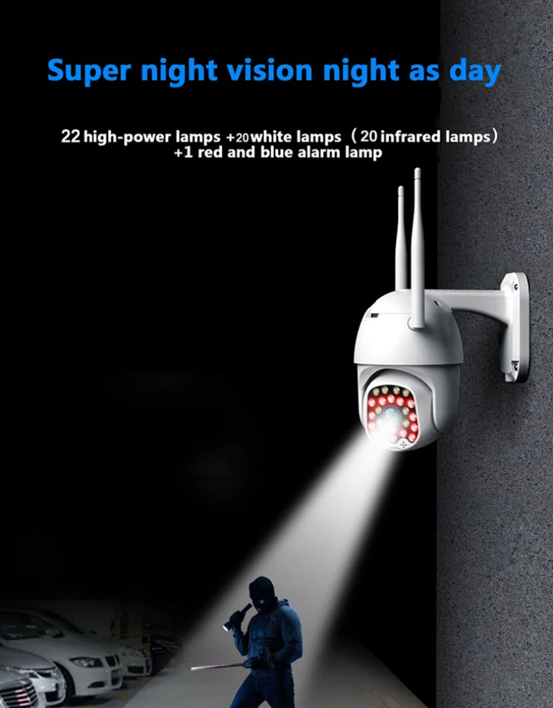 24 лампы с шариками WiFi Беспроводная ip-камера 1080P наружная Водонепроницаемая PTZ сеть безопасности ИК камера ночная версия домофон поставки