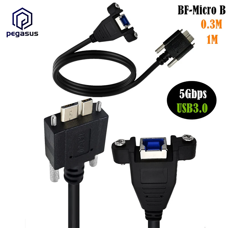 Панельное крепление USB 3 0 B мама к Micro папа с M2 винтовым замковым кабелем для