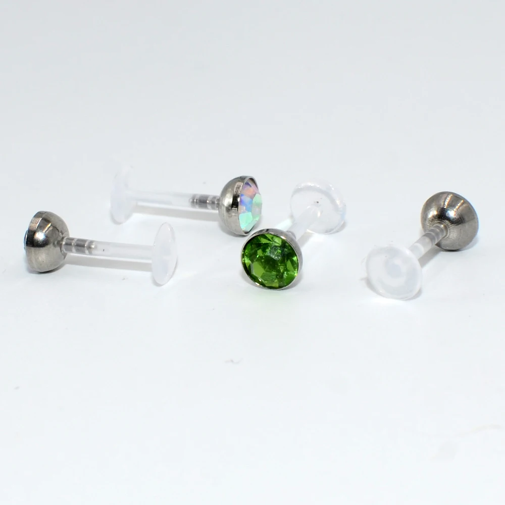 Piercing Jewelry Lot of 14pcs Bioplast Flexible Labret Stud Lip Piercing Ring 16g Ear Cartilage Tragus Helix Piercing Fashion Girls Jewelry