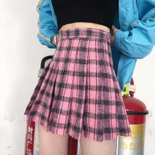 Клетчатая юбка тонкая высокая талия утолщенная шерстяная японская Милая плиссированная юбка Женская Студенческая юбка Ins Ретро трапециевидная юбка Мори для девушки