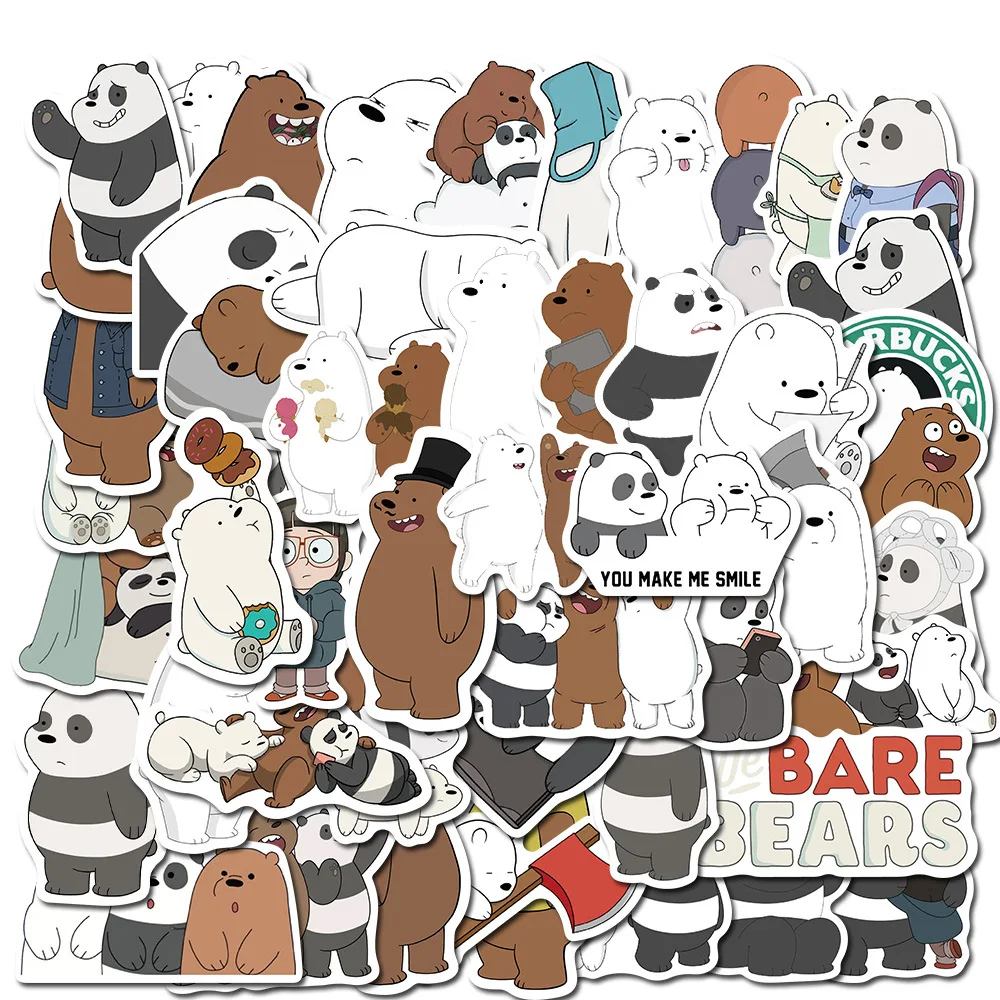 Grafiti de oso de dibujos animados para niños, equipaje de juguete, portátil, monopatín, teléfono móvil, pegatina impermeable, decoración, 10/30/50 Uds.