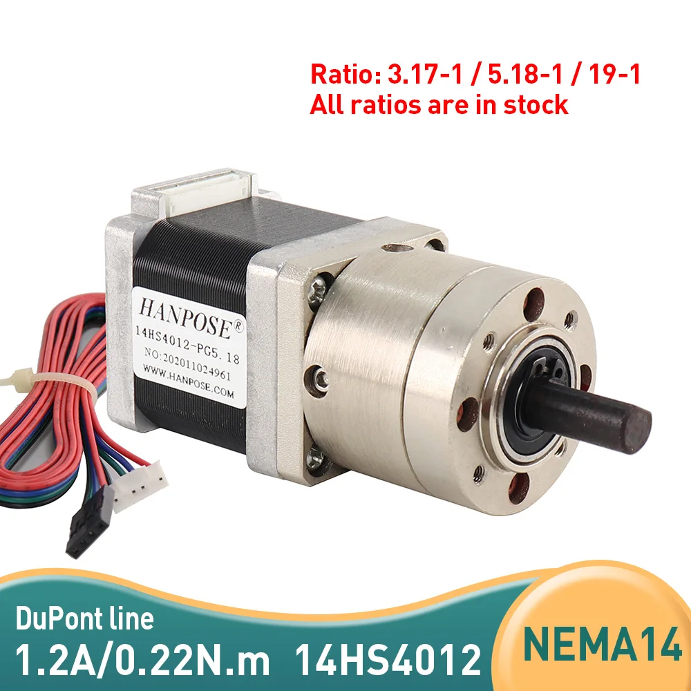 Шаговый двигатель Nema14 14HS4012-PG 4-проводной экструдер передаточное число двигателя 5