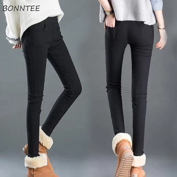 

Leggings Women Solid All-match Trendy Thicker Chic 2020 Korean Style Lovely Slim Womens High Waist Knitted Simple Elegant Female