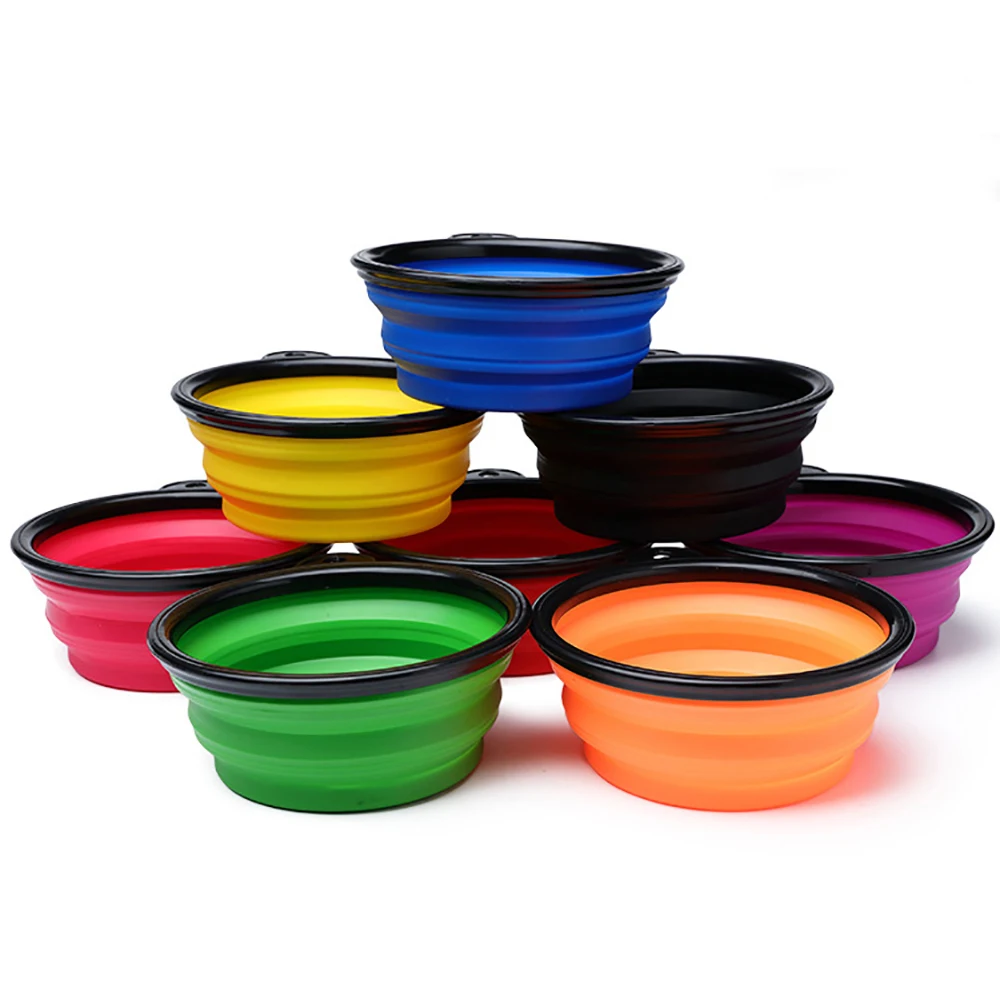 Cuenco de agua plegable extensible para gatos y perros, plato de Alimentación de Mascotas portátil de viaje, tazón de silicona para perros