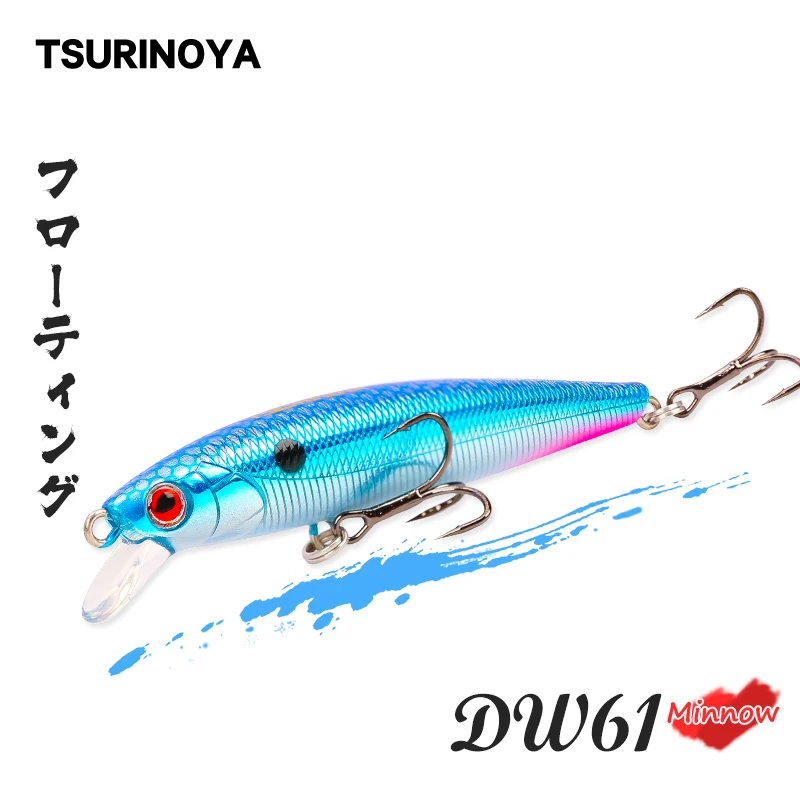 TSURINOYA Topwater плавающая приманка в виде гольяна DW61 80 мм 6 г погружение 0 см Джеркбейт