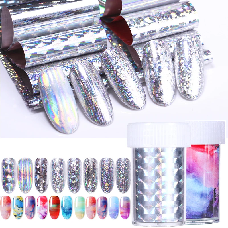 

4*100cm Nail Foils Holographic Colorful Flower Laser Nail Stickers Transfer Stickers Mixed Patterns Nail Art Decoration