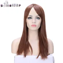 S-noilite длинные 2" прямые синтетические боковые проборы парики с челкой для черных женщин бразильская прическа натуральные волосы