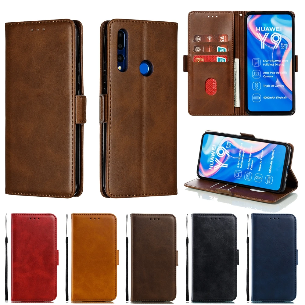 

Etui Huawei Y9 Prime 2019 Phone Case Luxury Solid Color Simple Flip Wallet Leather Cover for Funda Huawei P Smart Z Case Coque