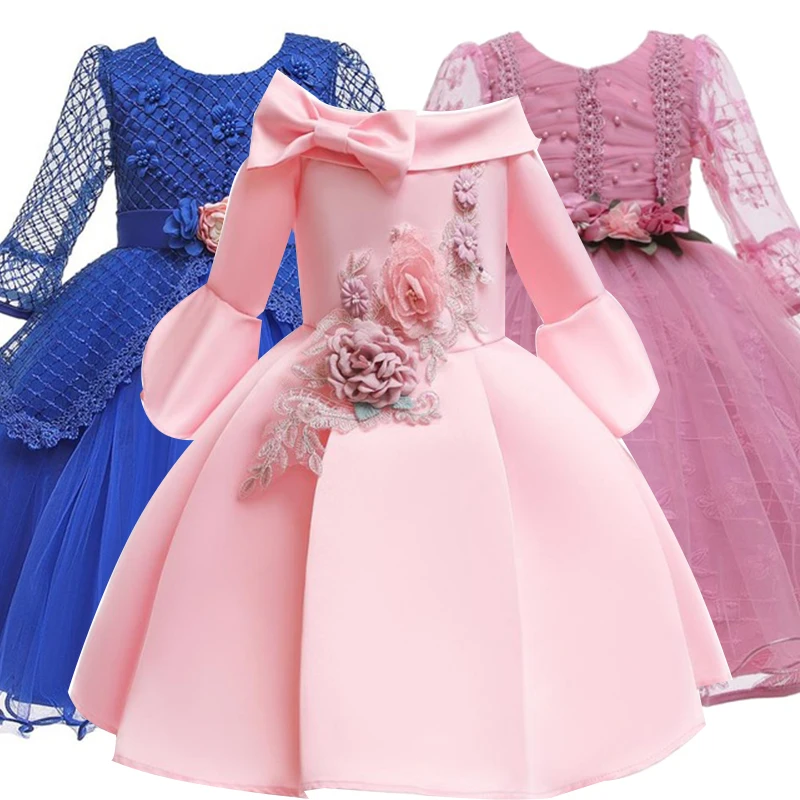 Зимнее платье для девочки;новогодний костюм для девочки;нарядное платье для девочки праздничное платье принцессы с длинными рукавами и вышивкой для девочек ;карнавальные костюмы для девочек;детские платья;2,10 лет