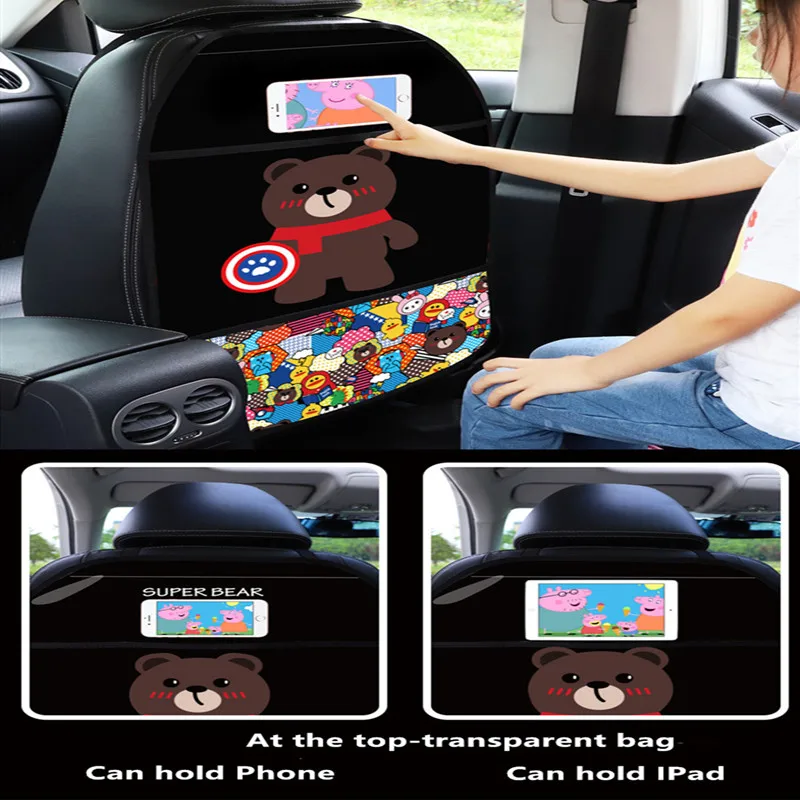 1 pz seggiolino auto protezione della copertura posteriore per bambini Cartoon Car Anti Kick Mat con borsa impermeabile seggiolino auto protezione della schiena Anti Kick Pad