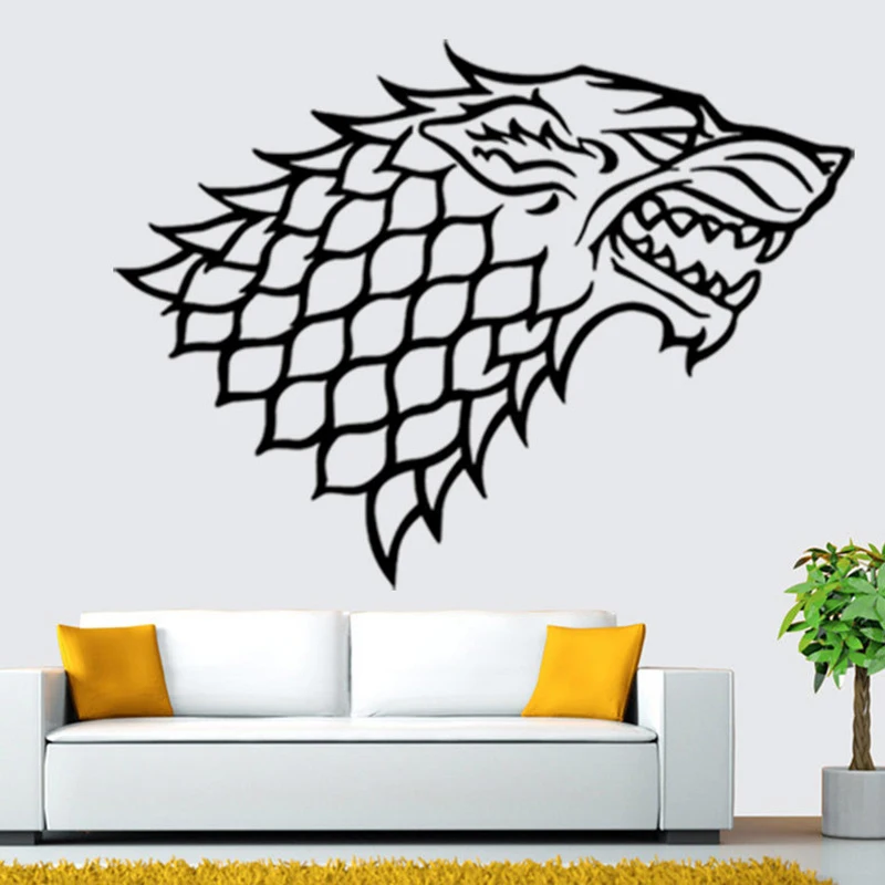 Дом Старка семья эмблема стикер на стену Direwolf Спальня Гостиная Наклейка домашний