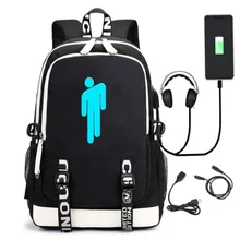 USB ноутбук рюкзак Billie Eilish большой емкости студенческий Рюкзак Школьная Сумка для подростков мальчиков девочек путешествия Mochila