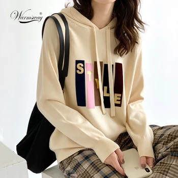 

2020 Fall Winter New Arrival Knit Hoody Sweater Women Oversized Casual Women's Hooded Sweatshirt Pullovers Long Sleeve C-183