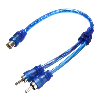 

1Pc 30cm Car Audio Cable Splitter Mic RCA Audio Y Type Splitter Adapter Cable Wire 1 Female to 2 Male Cable For Car Home Audio