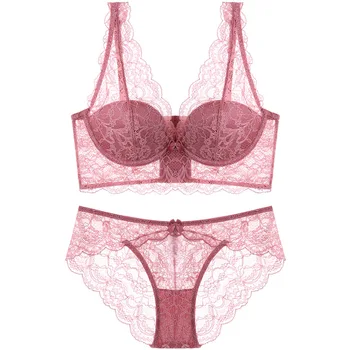 

EFIOLY NT20A0037 2020 New Deep V Underwear Women Set Push-up Luxury Lace Lingerie Set Sexy Six-breasted Bra and Panty Set