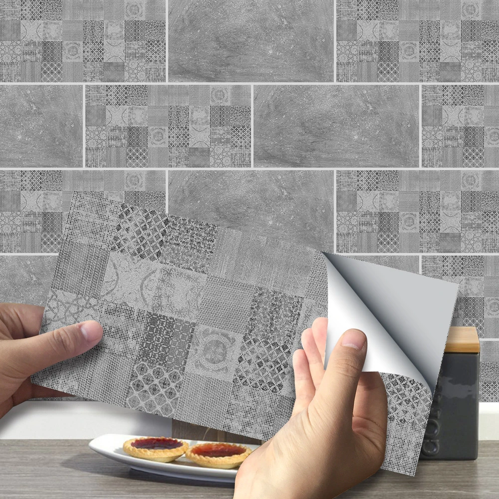 9 шт. Съемный Настенный стикер ПВХ плитка темно серый кирпич самоклеящаяся