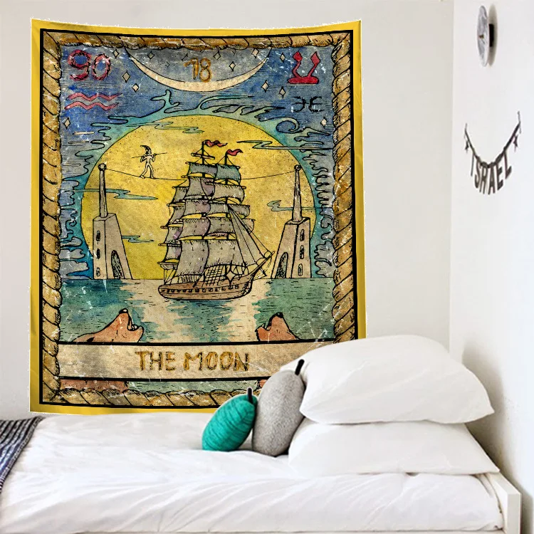 Эзотерический гобелен с картами Таро для спальни, гостиной, покрывало для декора, астрологическое гадание, настенный гобелен, Настенный декор, ткань - Цвет: E