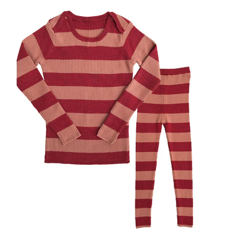 Комплект детской одежды в рубчик; сезон осень-зима; одежда в полоску для маленьких девочек и мальчиков; комплект одежды для малыша; свитера для младенцев+ брюки; одежда для малышей - Цвет: 2