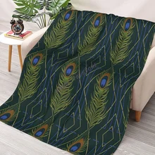 

1920s Peacock Art Deco Pattern Throw Blanket Sherpa Blanket cover Bedding soft Blankets