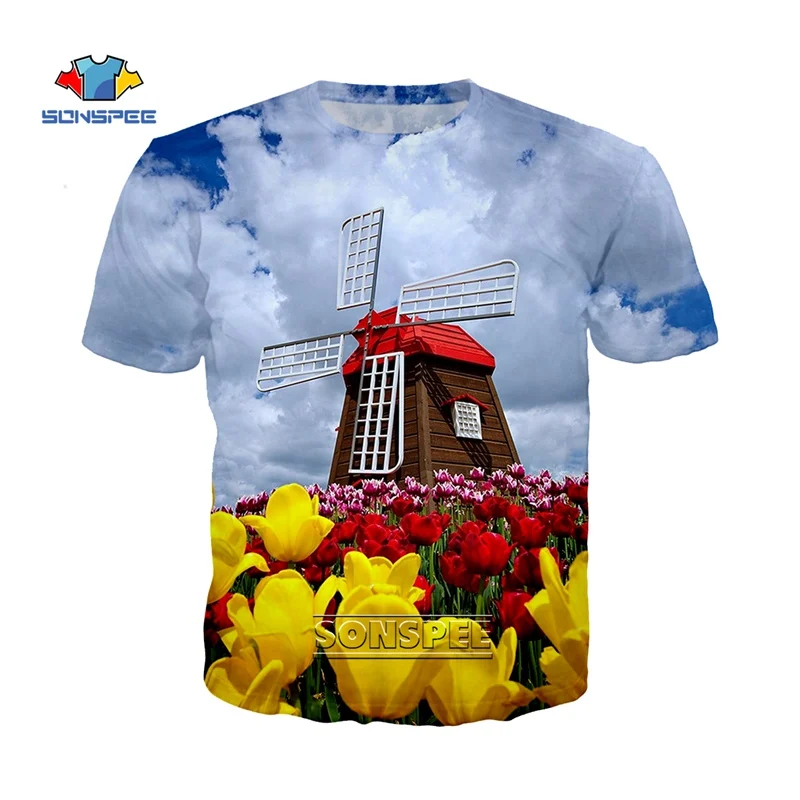 

SONSPEE Friends Gifts Tulip Flower T-Shirts Harajuku Men Women Summer Short Sleeve O-Neck Tshirt Gym Tee Shirts Homme Clothing