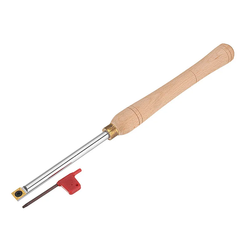 Kopen Hout Draaien Tool Houten Handvat met Titanium Coated Hout Carbide Insert Cutter Ronde Schacht Houtbewerking Tool
