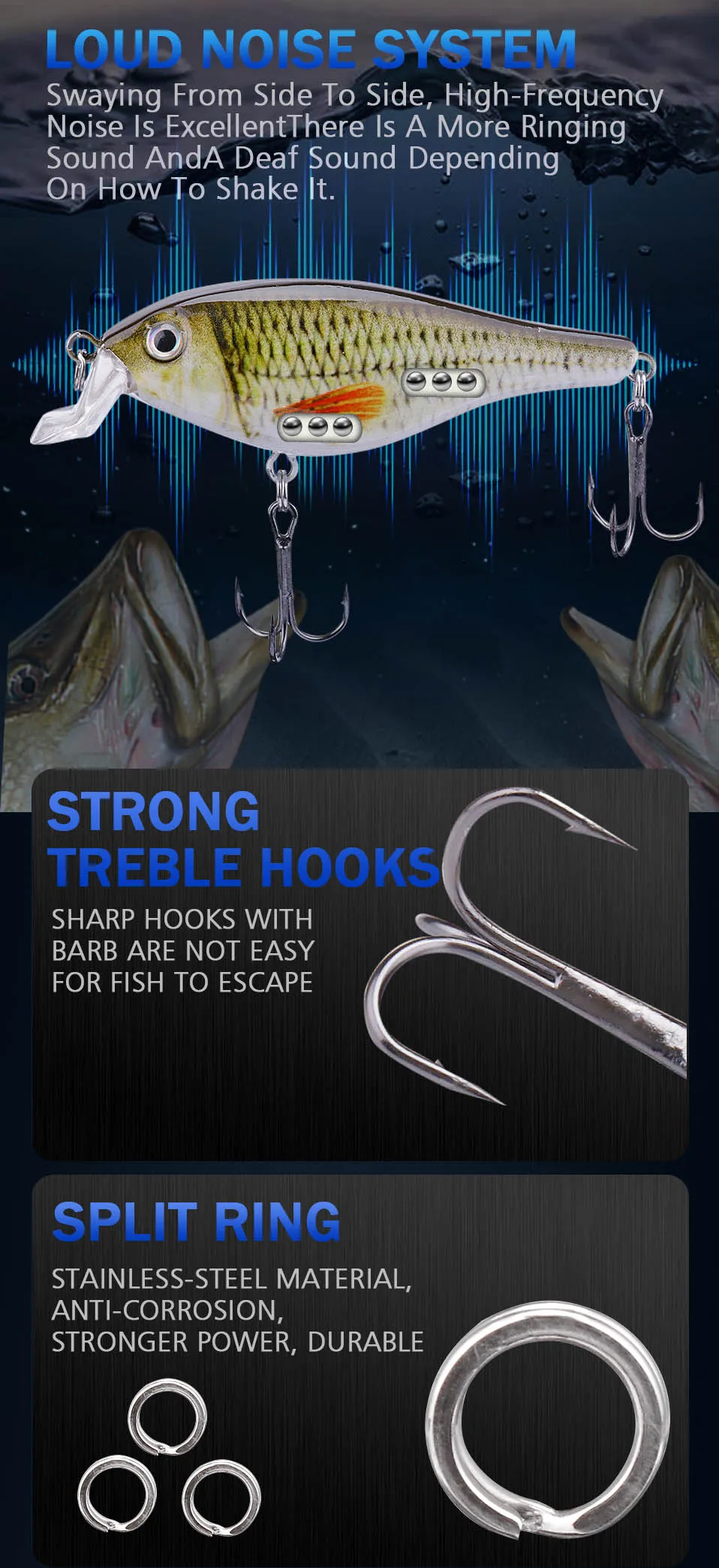 GOBASS Angelausrüstung Rattlins zum Angeln Wobbler zum Trolling Hechtköder Kurbelköder 80 mm 11 g Kunstköder Jerkbait Minnow – Detail 9