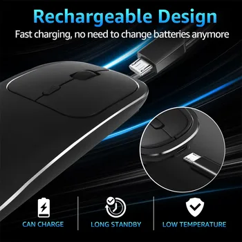 

Gaming Mouse Rechargeable Blueteeth Wireless Metal Noiseless Silent Click Optical Mouse For Computer For Huawei Computer