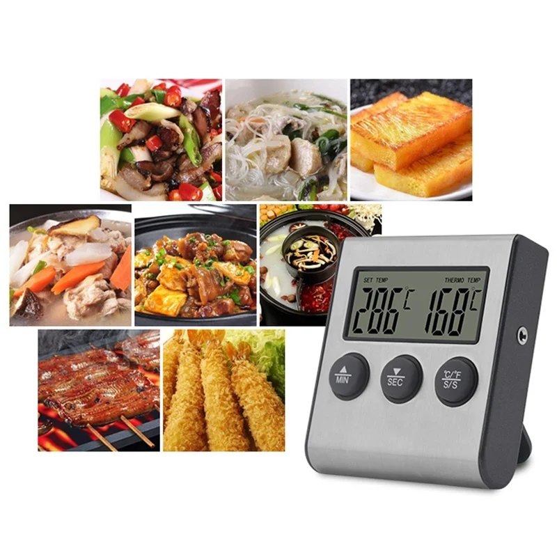 

Stainless Steel Food Thermometer Cooking Portable Paste Measuring Needle Economic Thermometer Family Magnetic Oven Kitchen