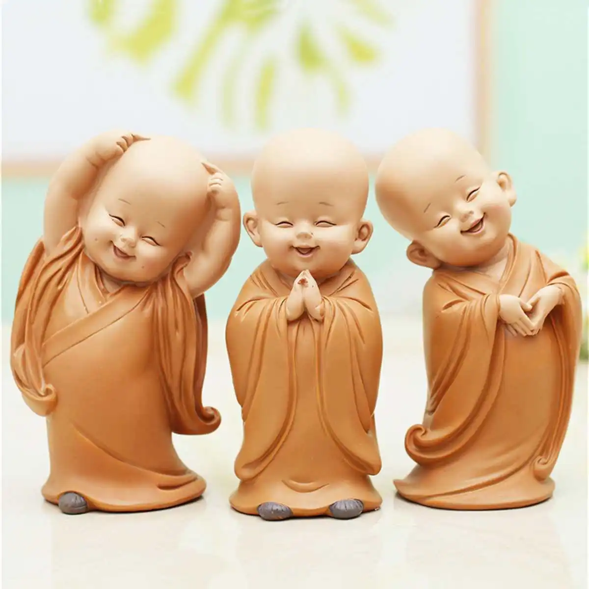 XMAS Gift-Resin Hand-carved Buddha Statue Home Decor Monk Sculpture Toy 
