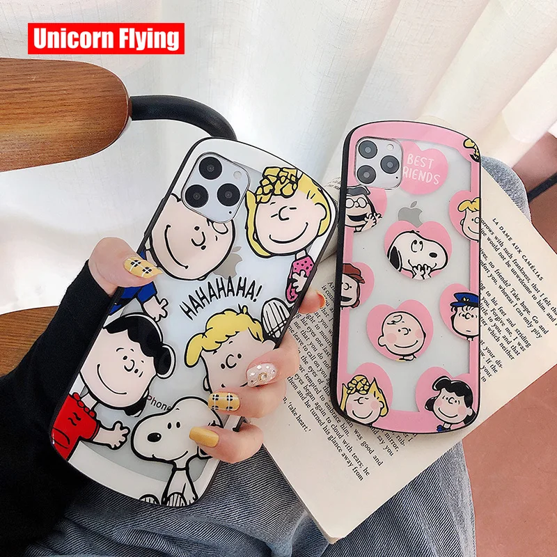 

LinXiang American Comics Charlie Snoopys Transparent Clear Phone Case Back Cover For iphone 7 8 Plus X XS Max XR 11 Pro