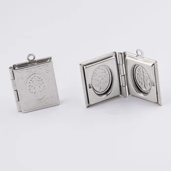 

5pcs 19x23mm Rectangular Retro Photo Frame Photo Box Mirror Keychain Jewelry Making Stainless Steel Polished Pendant Women