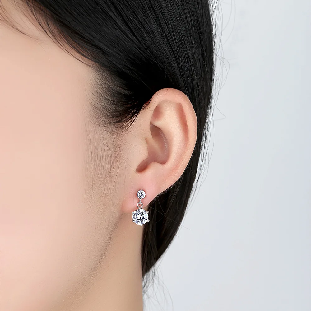 ZHOUYANG Drop Earrrings For Women Korean Shining Crystal Silver Color Clear Zircon Gift Girls fashion Jewelry KAE071 | Украшения и