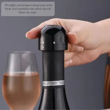 

2PCs Black ABS Vacuum Wine Bottle Stopper Sealed Storage Vacuum Memory Wine Stopper Push Style Wine Corks Bar Tools