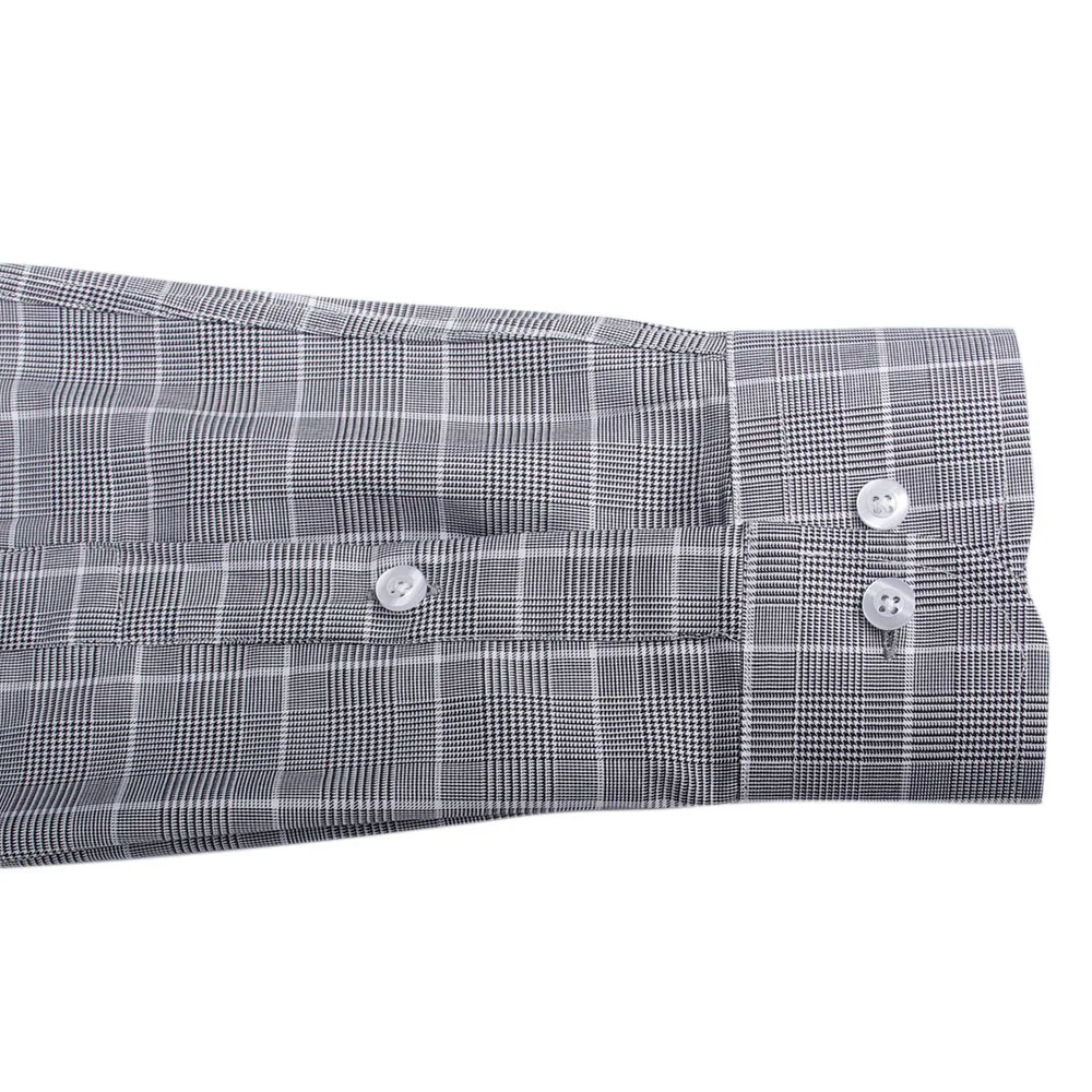 Custom MADE 100% COTTON Glen Plaid Dress Shirts, BESPOKE Casual TAILORED Black White Glen Check Mens Dress Shirts 2020 Chemise
