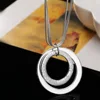 DOTEFFIL 925 Sterling Silver 18-Inch Snake Chain O-Shaped Frosted Pendant Necklace For Women Fashion Wedding Party Charm Jewelry ► Photo 2/6
