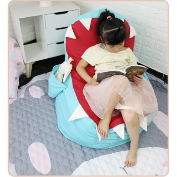 

Stuffed Animal Toy Storage Bean Bag Shark Shape Child Toy Organizer Chair Home Decoration Furniture