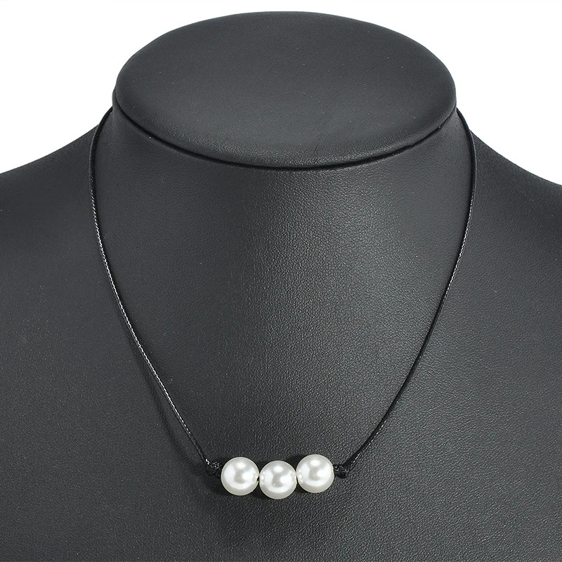 Women Simple Creative Temperament Pearl Leather Cord Necklace | Украшения и аксессуары