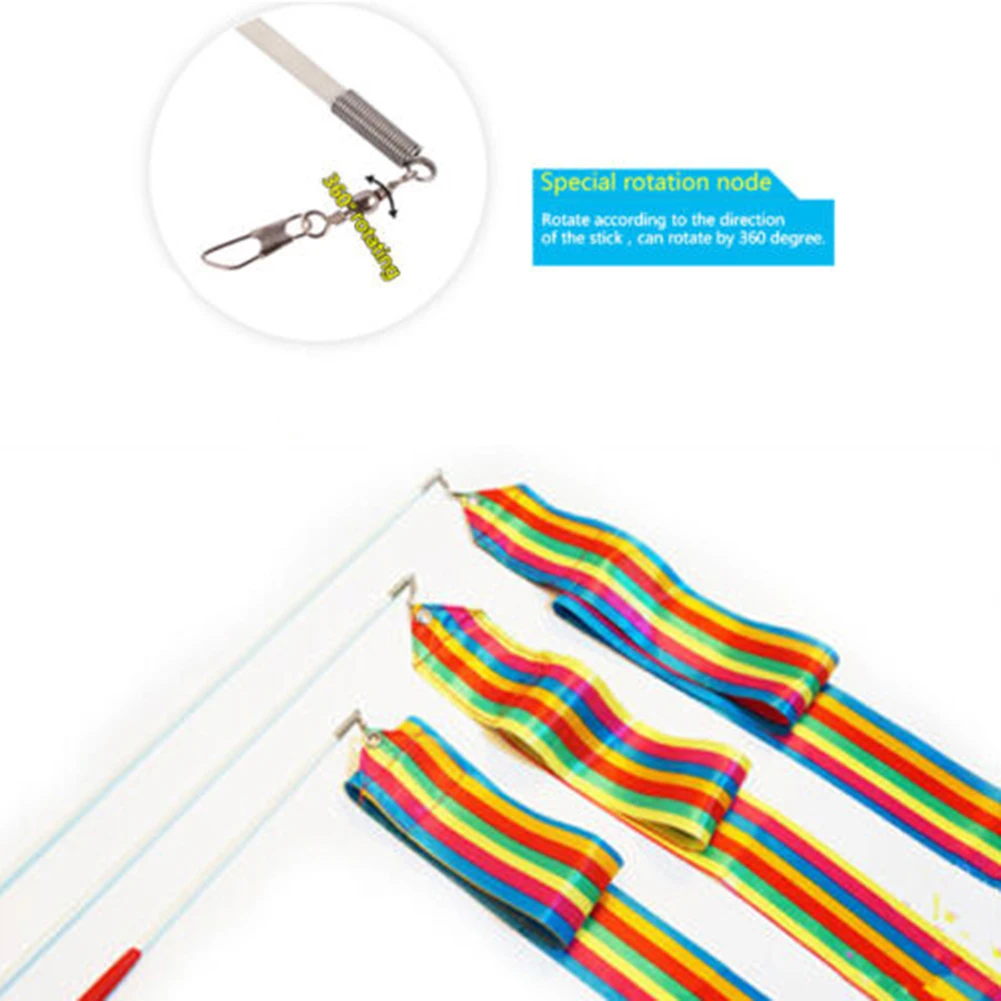 Яркий цвет нейлоновое волокно противоскользящая ручка широкое применение 4 м для гимнастики ритмики Танцы Балет ленточный стример скручивающаяся палочка