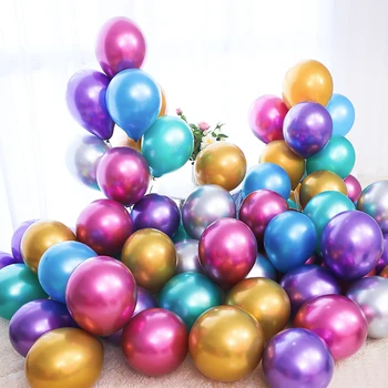 

10pcs/lot Metallic Rose Gold Silver Blue Green Purple Ballon Wedding Happy Birthday Latex Metal Chrome Balloons Air Helium Balon