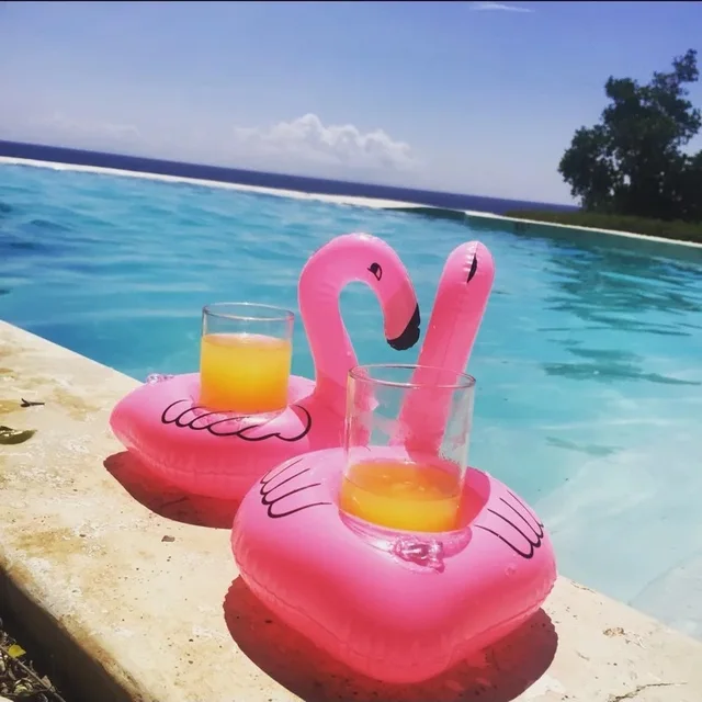 30 pcs Not repeating mini swimming ring Inflatable Red Flamingo Floating Drink Cup Holder Swimming Pool Bathing Beach Party Toy 2