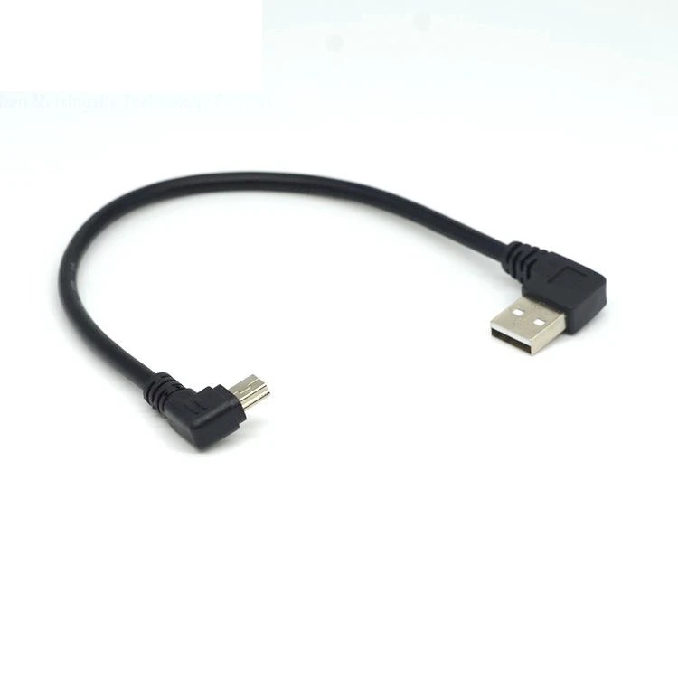 Mini USB Data Cable 25cm Right Left Angle USB 2.0 A Male to Mini USB 5 Pin Left Right Angle Male Cable Cord Adapter Connector