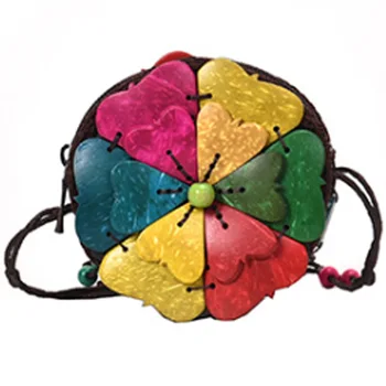 

New National Style Personality Wild Small Round Bag Lotus Shape Shoulder Messenger Bag