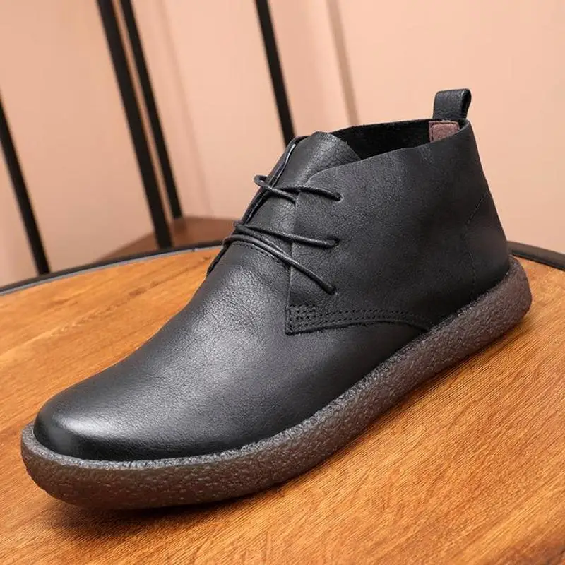Men Leather Boots Vintage Genuine Leather Ankle Boots Spring Autumn